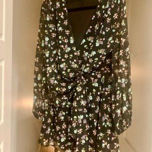 Floral long sleeve mini dress from Zara